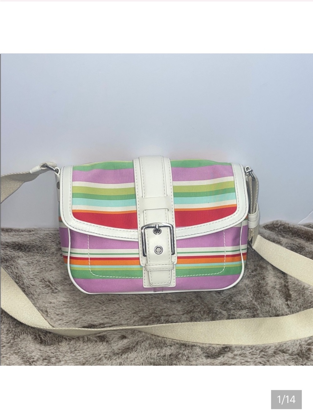 Coach Stripe Flap Crossbody